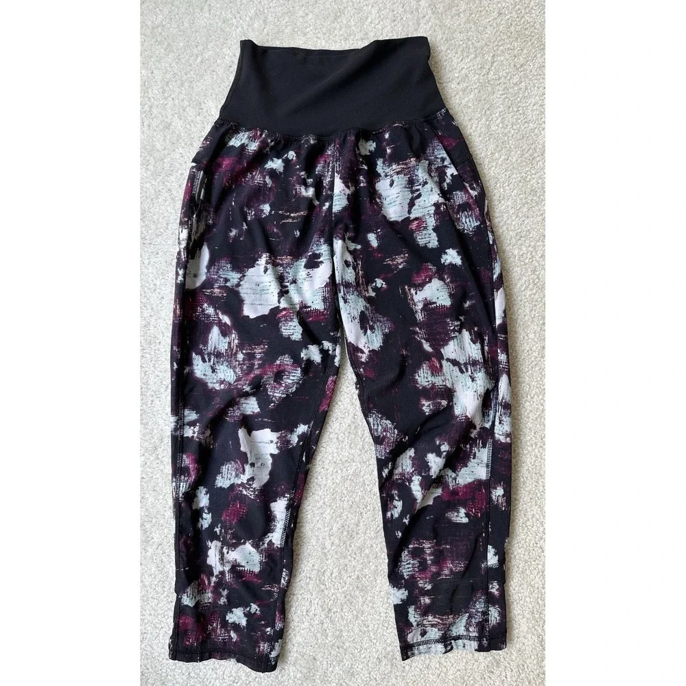 Lululemon Tranquil Crop Pants High Waist Kara Blossom Multi Black Women's Size 4